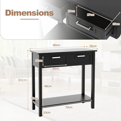 Costway Narrow Console Table Accent Sofa Table Entryway w/ 2 Drawers & Shelf