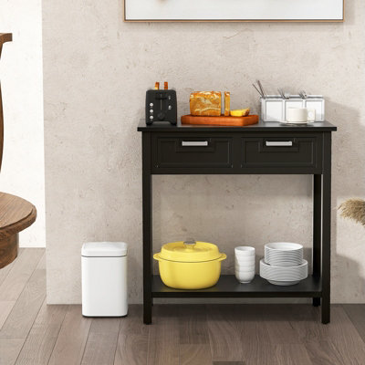 Costway Narrow Console Table Accent Sofa Table Entryway w/ 2 Drawers & Shelf