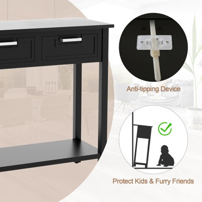 Costway Narrow Console Table Accent Sofa Table Entryway w/ 2 Drawers & Shelf
