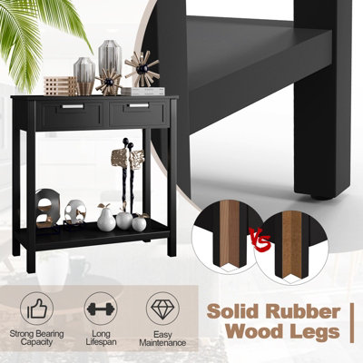 Costway Narrow Console Table Accent Sofa Table Entryway w/ 2 Drawers & Shelf