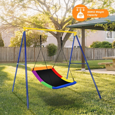 Costway Nest Swing Square Kids Swings Adjustable Hanging Ropes Outdoor Tree Swing Seat