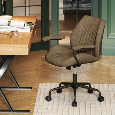 COSTWAY Office Chair Swivel Suede Fabric Desk Chair Executive Task ...