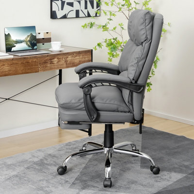 Costway High Back Reclining Office Chair Ergonomic Computer Desk Chair w/  Footrest & Pad