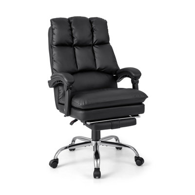 Costway Office Desk Chair Ergonomic Padded Reclining Chair W/Retractable Footrest