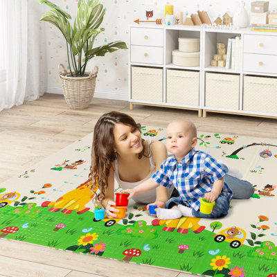 Costway oldable Baby Play Mat 200 x 180 cm Extra Large Baby Floor Mat w Carry