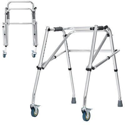 Costway One-Way Folding Walker w/ Aluminium Alloy Frame & High Weight ...