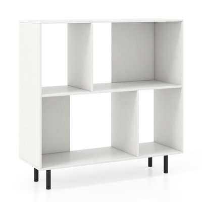 COSTWAY Open Shelf Bookcase Mid Century Modern Minimalist Cube Bookshelf-White