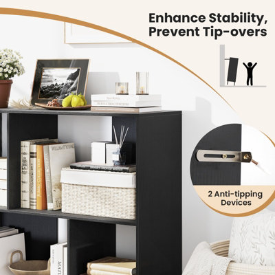 COSTWAY Open Shelf Bookcase Modern 4-Cube Bookshelf Freestanding Book ...
