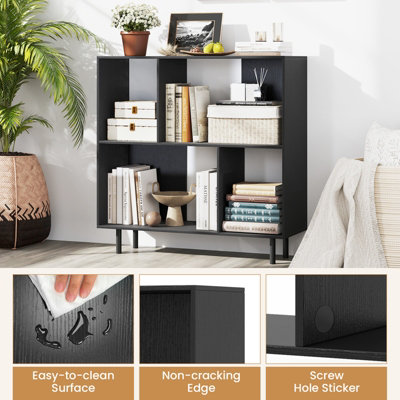 COSTWAY Open Shelf Bookcase Modern 4-Cube Bookshelf Freestanding Book ...