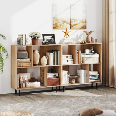 COSTWAY Open Shelf Bookcase Modern 4-Cube Bookshelf Freestanding Book ...