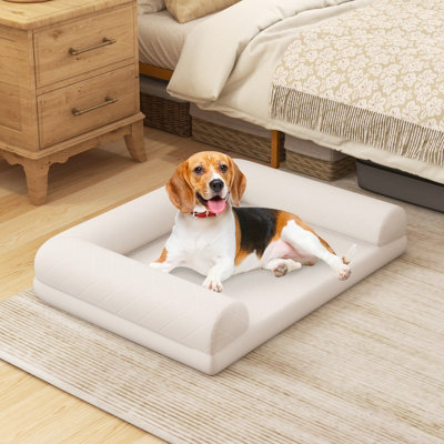 Costway Orthopedic Dog Bed Medium Small Dogs Egg Foam Dog Crate Bed w 3 Side Bolster