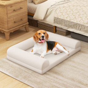 Costway Orthopedic Dog Bed Medium Small Dogs Egg-Foam Dog Crate Bed w/ 3-Side Bolster