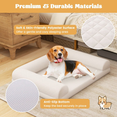 Costway Orthopedic Dog Bed Medium Small Dogs Egg Foam Dog Crate Bed w 3 Side Bolster