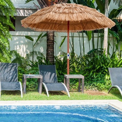 Costway Outdoor 190 cm Hawaiian Patio Umbrella Thatch Folding Tilting  Garden Parasol Sun Shade