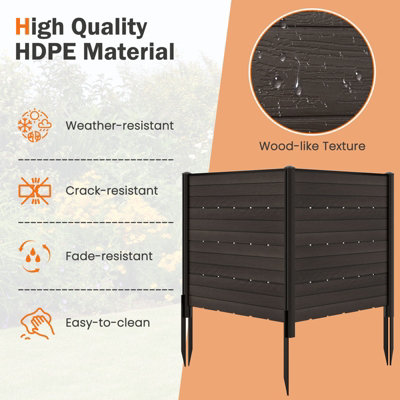 Costway Outdoor 2 HDPE Fence Panels 120 x 115 cm Privacy Fence Screen w/ 5 Ground Stakes - 6
