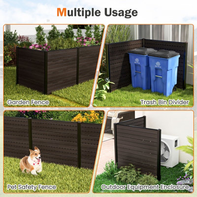 Costway Outdoor 2 HDPE Fence Panels 120 x 115 cm Privacy Fence Screen w/ 5 Ground Stakes - 8