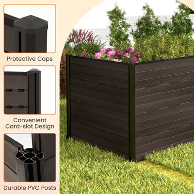 Costway Outdoor 2 HDPE Fence Panels 120 x 115 cm Privacy Fence Screen w/ 5 Ground Stakes - 9