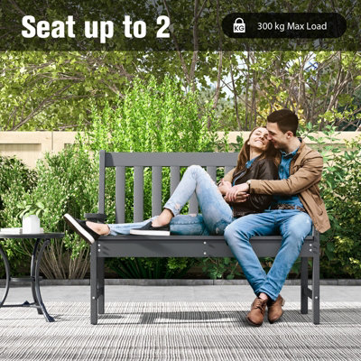 VEVOR Outdoor Wood Bench - 2-Person Garden Bench With Backrest, 800 Lb Capacity, All-Weather, For Patio, Yard, Park