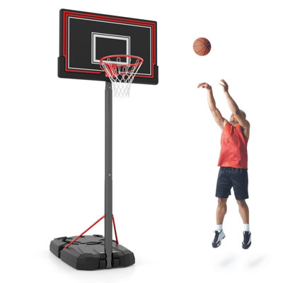 COSTWAY Outdoor 7.5-10 FT Portable Basketball Hoop w/ 44" Shatterproof Backboard