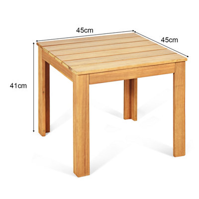 Costway Outdoor Acacia Wood Side Table Patio Square End Table w/ Oil Finished
