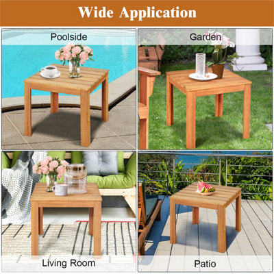 Costway Outdoor Acacia Wood Side Table Patio Square End Table w/ Oil Finished - 3