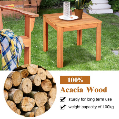 Costway Outdoor Acacia Wood Side Table Patio Square End Table w/ Oil Finished - 4