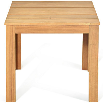 Costway Outdoor Acacia Wood Side Table Patio Square End Table w/ Oil Finished - 8