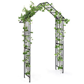 COSTWAY Outdoor Arbour Archway Metal Garden Arch Trellis for Plant Climbing