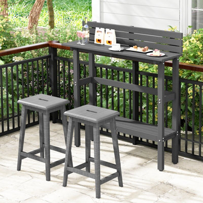 Costway Outdoor Bar Table Patio Bistro Counter Height Dining Table Rectangular Metal Pub Table