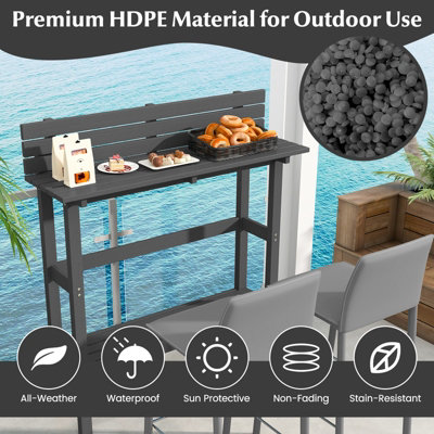 Costway Outdoor Bar Table Patio Bistro Counter Height Dining Table Rectangular Metal Pub Table