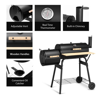 Costway Outdoor BBQ Grill Charcoal Barbecue Steel Pit Patio Backyard Meat Cooker Smoker - 9