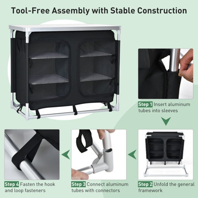 Costway Outdoor Camping Cooking Table Storage Organizer Portable Aluminum BBQ Table - 5