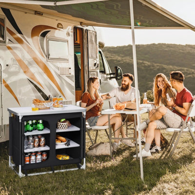 Costway Outdoor Camping Cooking Table Storage Organizer Portable Aluminum BBQ Table - 8