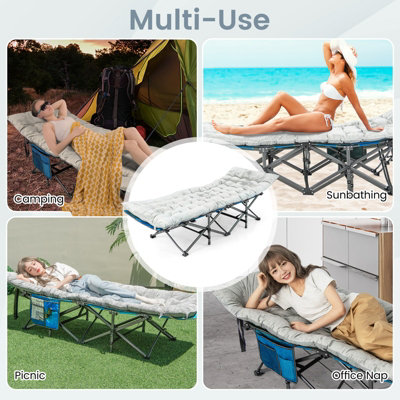 Costway Outdoor Camping Cot Pads Crystal Velvet Sleeping Pads Mattress Lounge Chair Cushion - 4