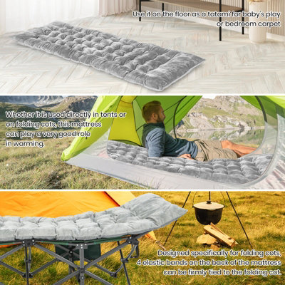 Costway Outdoor Camping Cot Pads Crystal Velvet Sleeping Pads Mattress Lounge Chair Cushion - 8