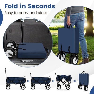 Carrello Portatutto Pieghevole Outdoor Utility Wagon - Trolley Da Giardino E Spiaggia Con Ruote Gommate, Capacità 102 Kg, Tessuto Resistente - 4