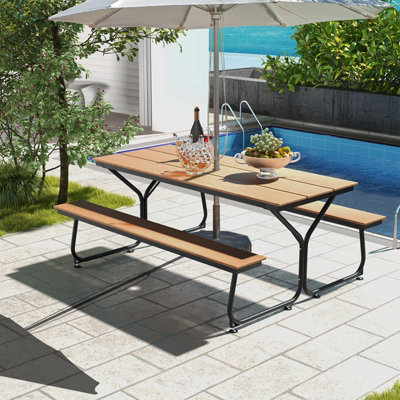 Outdoor dining table set on sale with umbrella hole