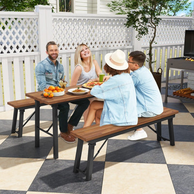 COSTWAY Outdoor Dining Table for 4-6 Foldable 150cm Narrow Patio Table ...