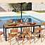 Costway Outdoor Dining Table for 8 Acacia Wood Patio Bistro Table w/ Umbrella Hole 200 x 90cm