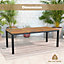 Costway Outdoor Dining Table for 8 Acacia Wood Patio Bistro Table w/ Umbrella Hole 200 x 90cm