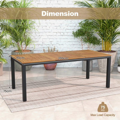 Outdoor Dining Table, 57" Acacia Wood Rectangular Patio Dining Table
