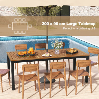 Incbruce 6 Pieces Patio Dining Set With Brown Umbrella