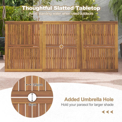 Outdoor Dining Table, 57" Acacia Wood Rectangular Patio Dining Table