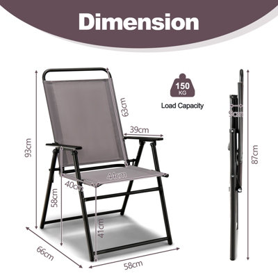 Costway Outdoor Folding Chairs Set of 2 Lightweight High Back Chairs w/ Armrests - 3