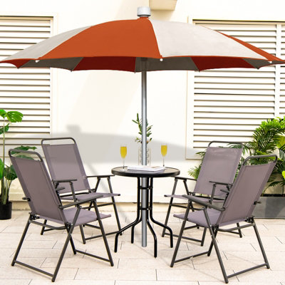 Costway Outdoor Folding Chairs Set of 2 Lightweight High Back Chairs w/ Armrests - 5
