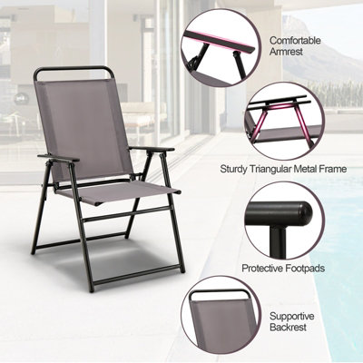 Costway Outdoor Folding Chairs Set of 2 Lightweight High Back Chairs w/ Armrests - 7