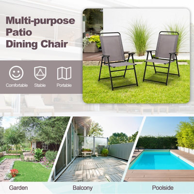 Costway Outdoor Folding Chairs Set of 2 Lightweight High Back Chairs w/ Armrests - 9