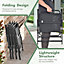 Costway Outdoor Folding Chairs Set of 4 wih Breathable Seat & Cozy Armrests Heavy-Duty Metal Frame