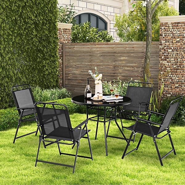 Costway Outdoor Folding Chairs Set of 4 wih Breathable Seat Costway Outdoor Folding Chairs Set of 4 wih Breathable Seat