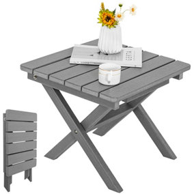 Costway Outdoor Folding Side Table Weather-Resistant Adirondack Compact Square End Table